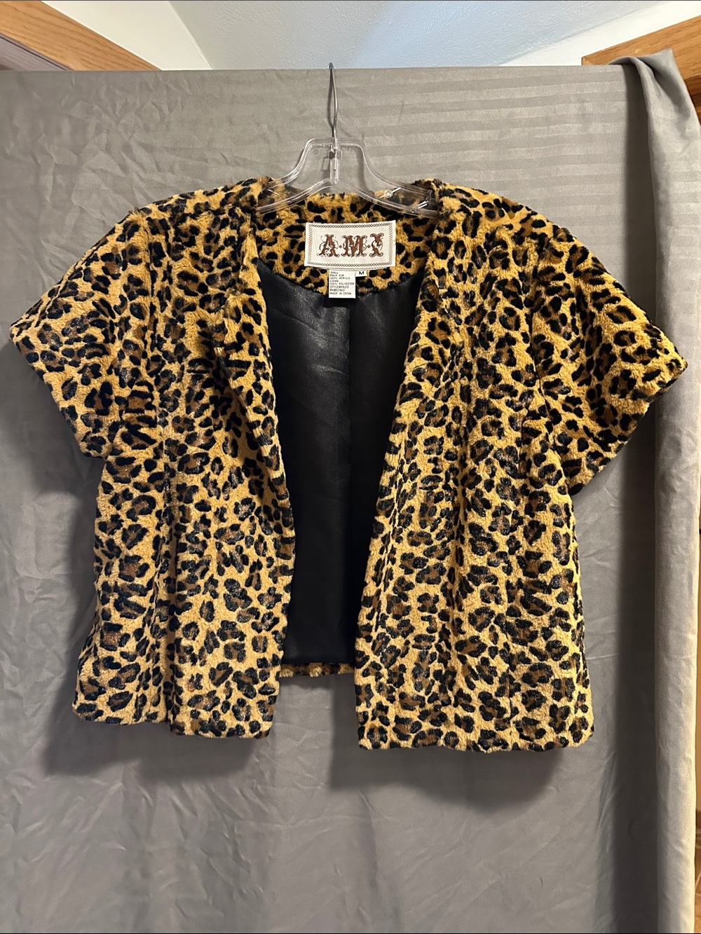 AMX Leopard Print Short Sleeve Jacket - Tan & Black